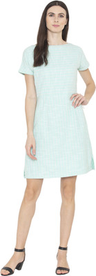 entellus Women A-line Blue Knee Length Dress