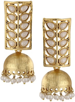 Shining Diva Pearl Gold Plated Fancy Party Wear Jhumka Alloy Jhumki Earring