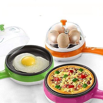 Hoshila172 Electric Mini Non stick Frying Pan with Steam Egg Boiler Multi-Function 2 in 1 Electric Egg Boiling Steamer Egg Frying Pan Egg Cooker(Multicolor, 7 Eggs)
