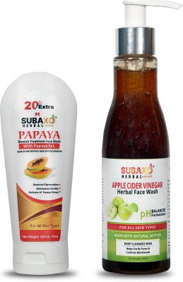 Subaxo Herbal Papaya  120 ml And Herbal Apple Cider Vinegar  200 ml Face Wash(320 ml)