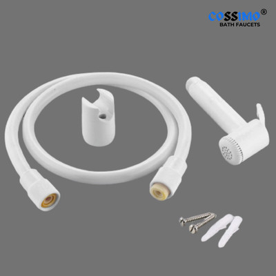 BATHONIX Milky-01 Pvc White Health Faucet with 1.0 Meter Hose Pipe with Hook - Set of 1 Health  Faucet(Built-in Installation Type)