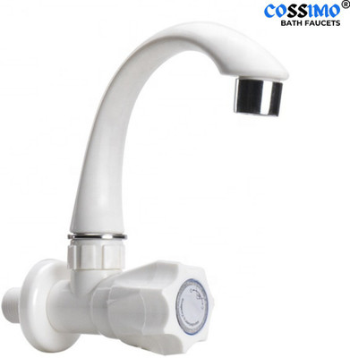 COSSIMO CSC-01 Pvc Sink Cock Tap Wall Mounted White Plastic Spout for Kitchen (Pack of 1) Basin Mixer Faucet(Single Handle Installation Type)