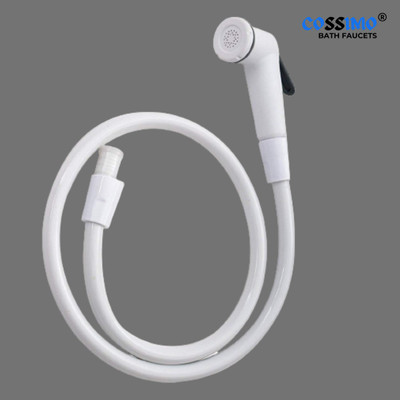 COSSIMO Black Ring Pvc White Health Faucet with 1.0 Meter Hose Pipe with Hook - Set of 1 Bib Tap Faucet(Wall Concealed Installation Type)