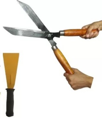 Green India Gardening Tool Grass cutter scissor wood handle & khurpi 3inch Garden Tool Kit Garden Tool Kit(2 Tools)
