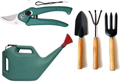 Green India Gardening Tools 5 ltr watering can with garden tool set,flower cutter Garden Tool Kit(5 Tools)