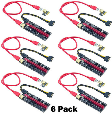 Tobo VER009S GPU Riser Express 16X Dual 6PIN USB 3.0 Cable 6 pack 3.5 inch Riser card GPU Riser Adapter PCI Extender Riser Version 009s Card Adapter(For VER009S GPU Riser Express Kits 16X to 1X Dual 6PIN USB 3.0 Cable, Black, Red)