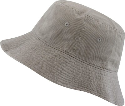 Zipper-G Unisex Cotton Bucket Hat Summer Beach Vacation Headwear(Grey, Pack of 1)