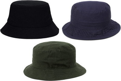 ZACHARIAS Bucket Fishermen Beach Cap Hat(Black, Navy, Green, Pack of 3)