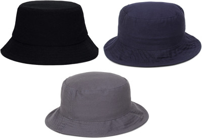 ZACHARIAS Bucket Fishermen Beach Cap Hat(Black, Navy, Dark Grey, Pack of 3)