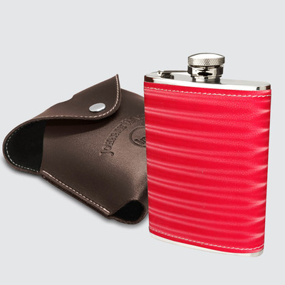 JMALL ™3D 7oz Red Flask with Brown Cover For Drink Storage Easy to Carry 207ml.. Stainless Steel Hip Flask(207 ml)
