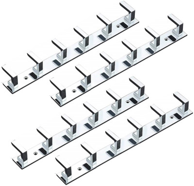 APERSON 6 Pin Cloth Hanger Wall Mount/Door Hook Rail for Hanging Keys/Hanger (Pack of 4) Hook 6(Pack of 4)