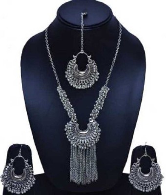 A2 Fashion Oxidised Silver Black Silver Silver Jewellery Set(Pack of 1)