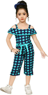 Samshil Fashion Polka Print Girls Jumpsuit