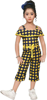 Samshil Fashion Polka Print Girls Jumpsuit