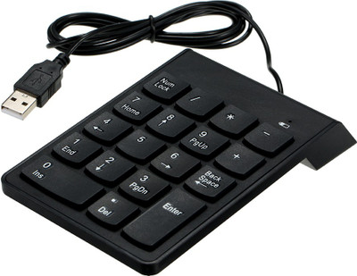 D25 Wired Number Keyboard Slim Mini Numeric keyboard pad 18 Keys for Laptop Notebook Wired USB Handheld Laptop Keyboard Compatible with Desktop, Laptop, Mac(Black)