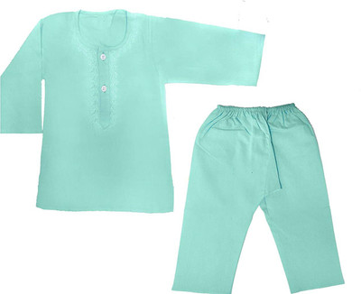 Tangy Boys Casual Kurta and Pyjama Set(Green Pack of 1)