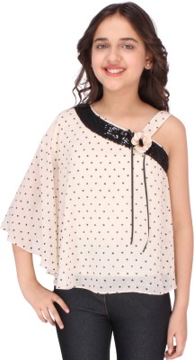 Cutecumber Girls Casual Georgette Top(Beige, Pack of 1)