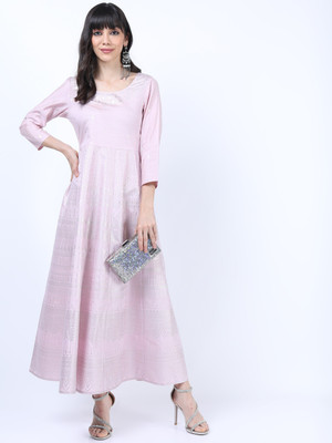 Vishudh Women Printed Ethnic Dress Kurta(Pink)