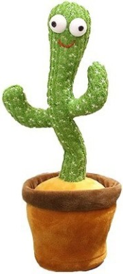 AS TRADERS Dancing Cactus Toy Talking Plush Toy Wriggle & Singing Recording USB Charging(Green)
