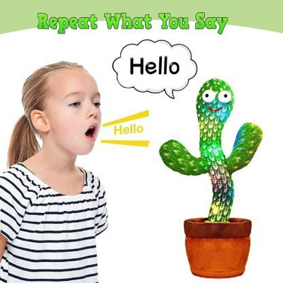 Onshhm Best Cactus Talking Toy Dancing Cactus Repeats What You Say Electronic Plush Toy(Multicolor)
