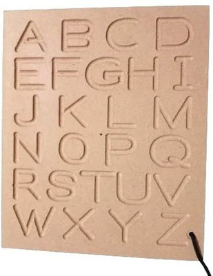 jaraglobal Wooden Capital Alphabet Tracing Board Writing Practice with Dummy Pencil for kid(Brown)