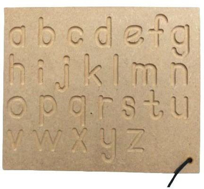 DgCrayons Wooden Small Alphabet Hand Writing Practice Tracing Board with Dummy Pencil(Brown)