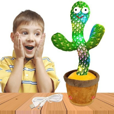 F A S T F R I E N D S Repeats What You SayElectronic Plush Toy with LightingSinging Cactus Recording(Multicolor)