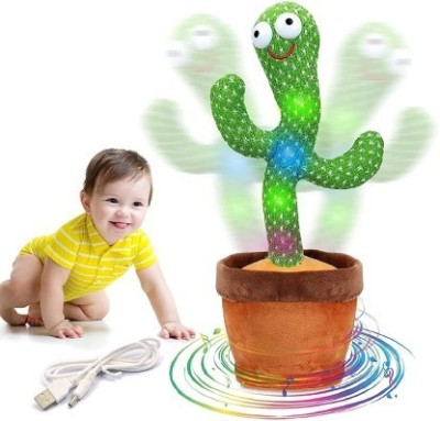 FASTFRIEND Dancing Cactus Talking Toy Cactus Plush Toy Wriggle & Singing Recording Repeat(Green)