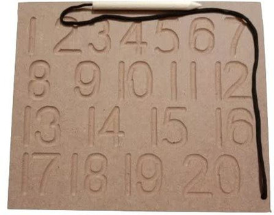 DgCrayons Wooden Numbers Hand Writing Practice Tracing Board,Counting (1-20) Tracing Slate(Brown)