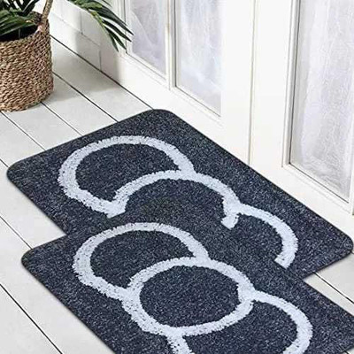 Nirawals Microfiber Floor Mat(Grey, Medium, Pack of 2)
