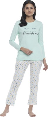 Dreamz by Pantaloons Women Printed Green Top & Pyjama Set