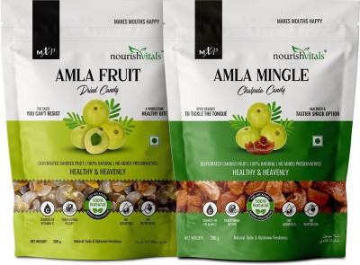 nourishvitals Healthy Munching Combo | Amla Fruit Dried Candy + Chatpata Amla Mingle Candy Gooseberry(2 x 200 g)