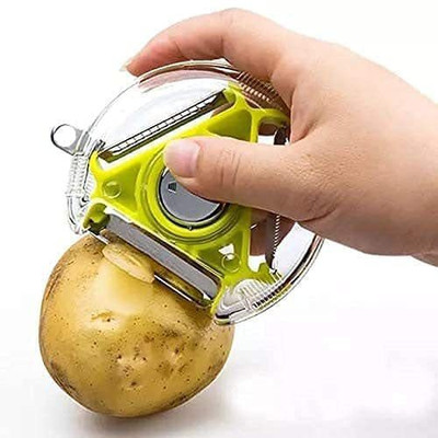 GVJ TRADERS 3 Bladed 3 In 1 Design Rotary Vegetable Fruit Peeler Straight Peeler(Multicolor)