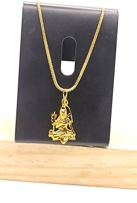 RV jewels Lord Om Nam Shivay Gold Plated Locket With Golden Chain Gold-plated Brass Locket Set