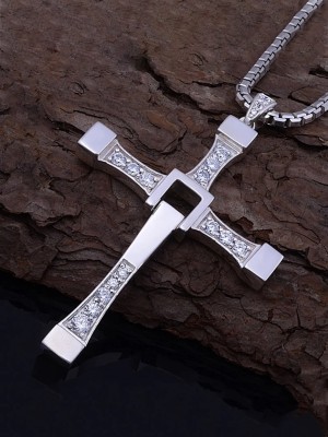 YELLOW CHIMES Vin Diesel Smart Cross Platinum Alloy Pendant