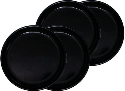 Kanha BPA Free Microwave Safe Full Plates For Home and Restaurant (28 cm) Black Dinner Plate(Pack of 4, Microwave Safe)