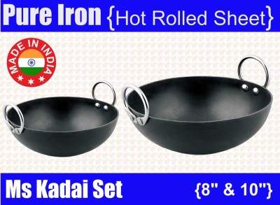 VeerEnterprises Ms Combo Kadai Set Kadhai 25 cm diameter 2750 L capacity(Iron)