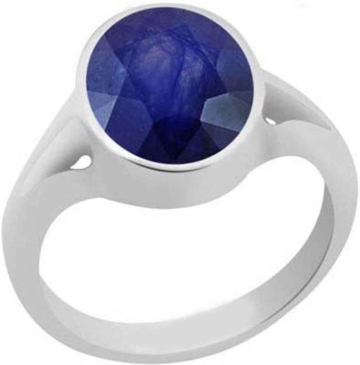 S KUMAR GEMS & JEWELS Certified Natural 8.25 Ratti Blue Sapphire Stone (Neelam) Sterling Silver Sapphire Ring