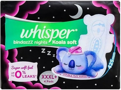 Whisper bindazzZ nights Koala Soft XXXL+ ( 4 pads ) Sanitary Pad Sanitary Pad