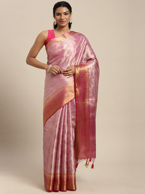 MIMOSA Woven Kanjivaram Art Silk Saree(Pink)