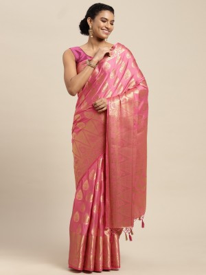 MIMOSA Woven Mysore Crepe Saree(Pink)