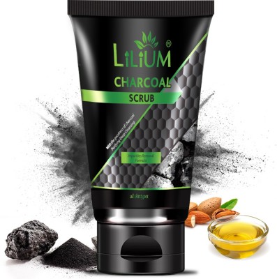 LILIUM Charcoal Face Scrub for Exfoliation Anti-acne & Pimples, Blackhead Removal  Scrub(100 ml)