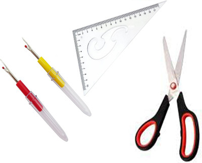 Crafts Haveli 3 Items Combo : 2 Seam Ripper, Scissor & 1 L Curve Sewing Kit