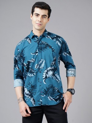 Paul Street Men Floral Print Casual Blue Shirt