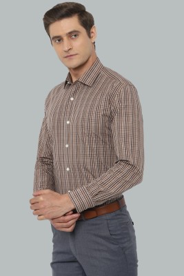 LOUIS PHILIPPE Men Checkered Formal Brown Shirt