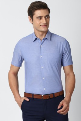 PETER ENGLAND Men Self Design Formal Blue Shirt