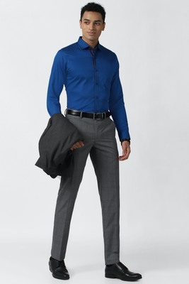 PETER ENGLAND Men Solid Formal Blue Shirt