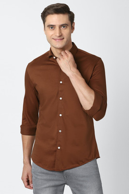 PETER ENGLAND Men Solid Casual Brown Shirt