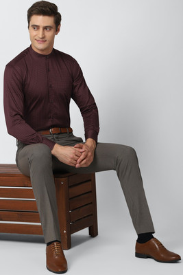 PETER ENGLAND Men Printed Formal Maroon Shirt