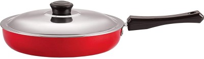 RBGIIT Non-stick Gas stove compatible Non Base Frying Pan with Steel Lid Fry Pan 23 cm diameter with Lid 1.5 L capacity(Aluminium, Stainless Steel, Non-stick, Induction Bottom)
